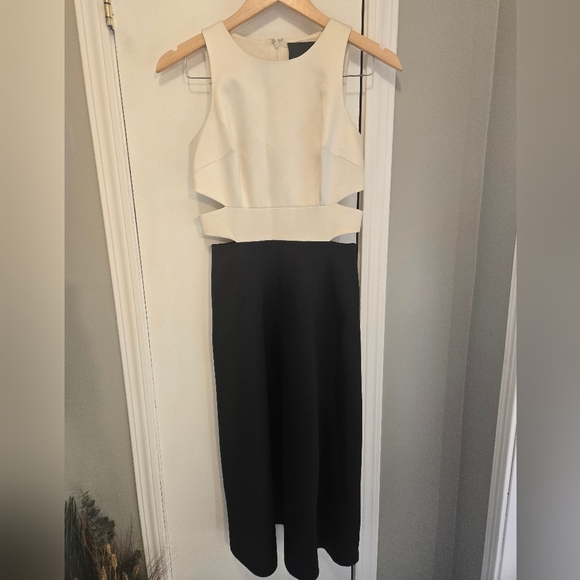 Cynthia Rowley Juxtaposed Satin Dress Size 0 Black & White - Picture 4 of 11